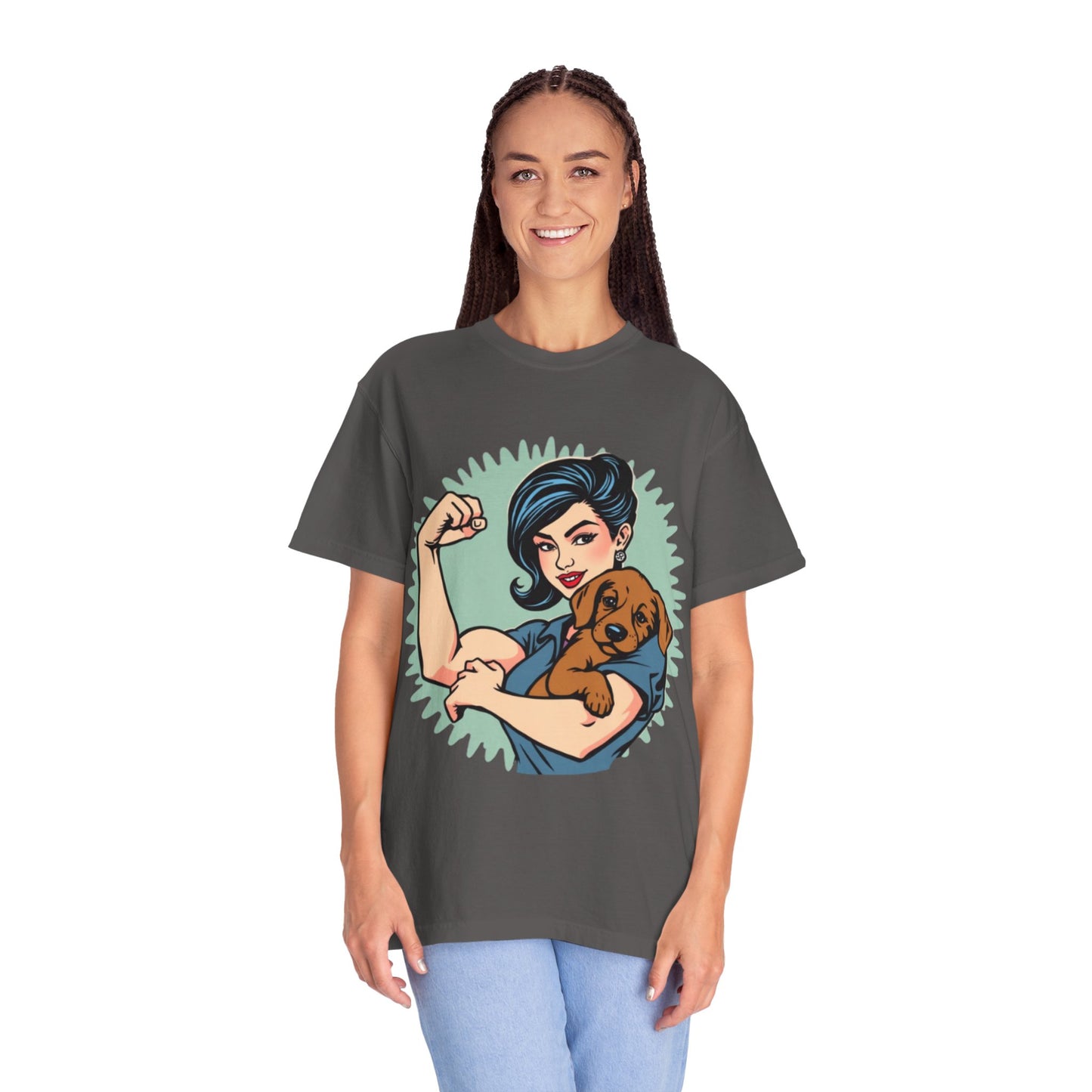 Empowerment T-Shirt - Strong Woman & Puppy Design