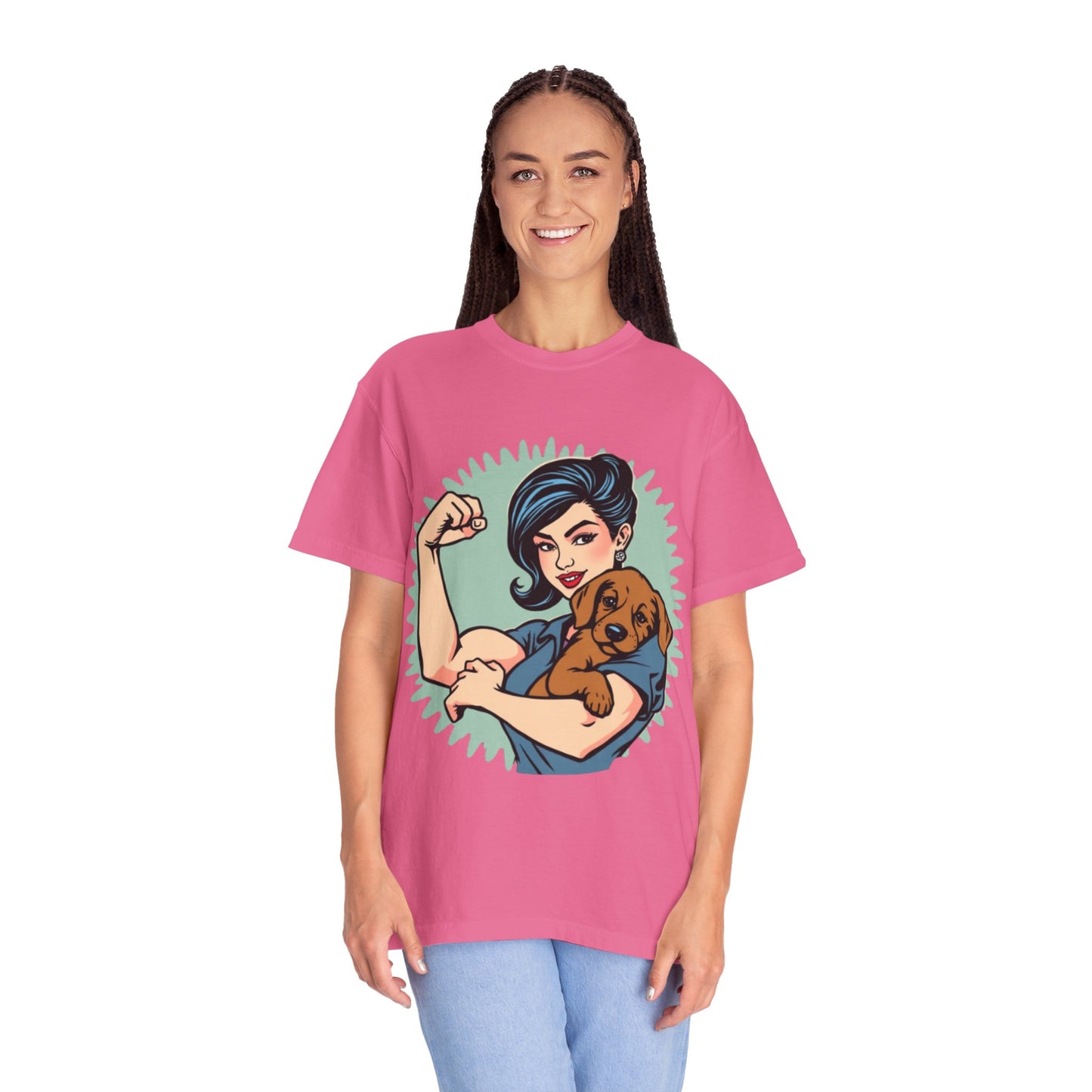 Empowerment T-Shirt - Strong Woman & Puppy Design