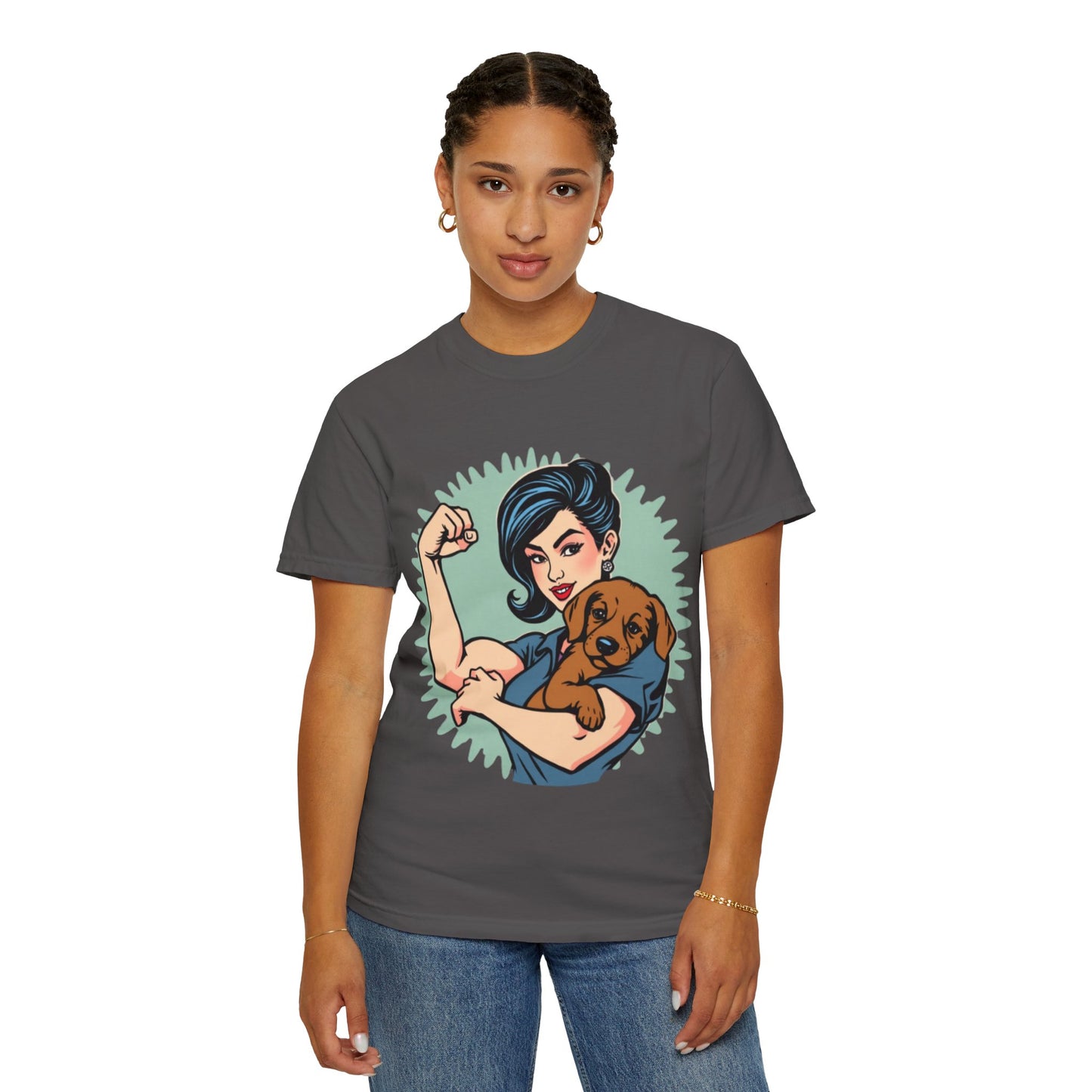 Empowerment T-Shirt - Strong Woman & Puppy Design