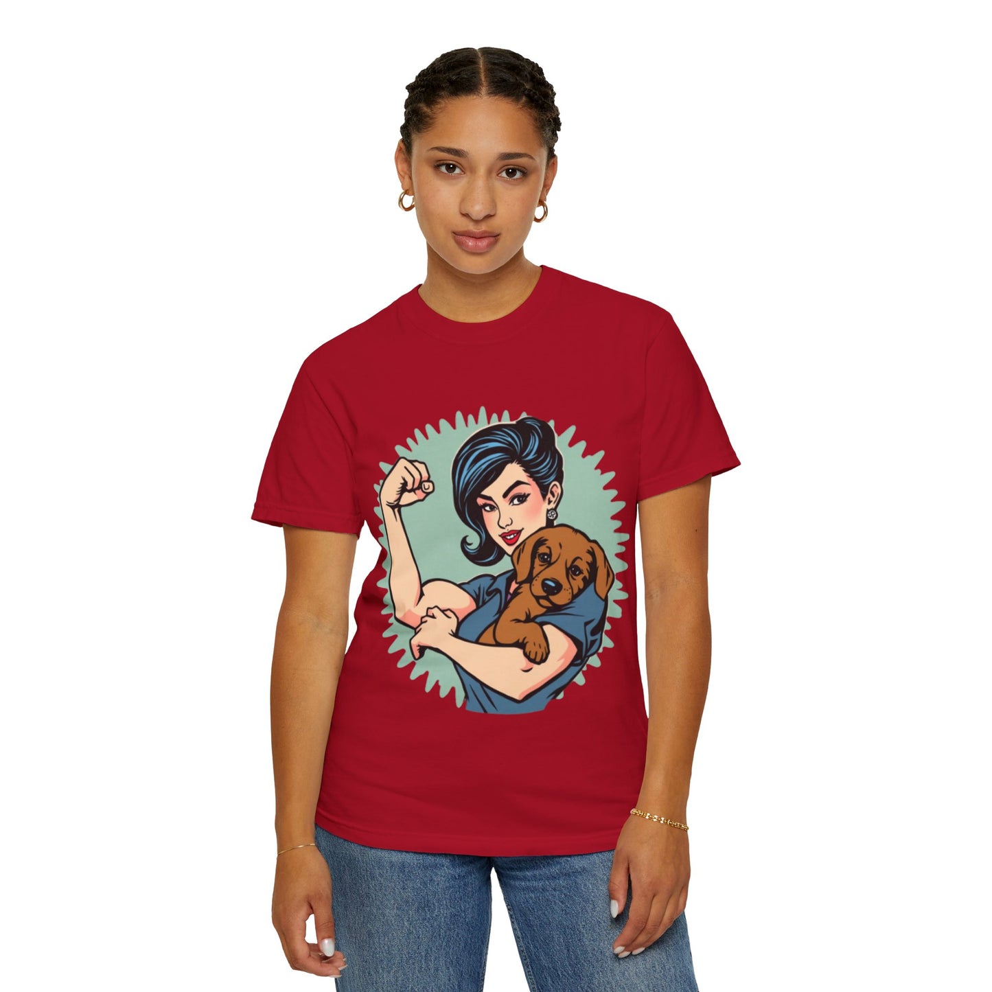 Empowerment T-Shirt - Strong Woman & Puppy Design