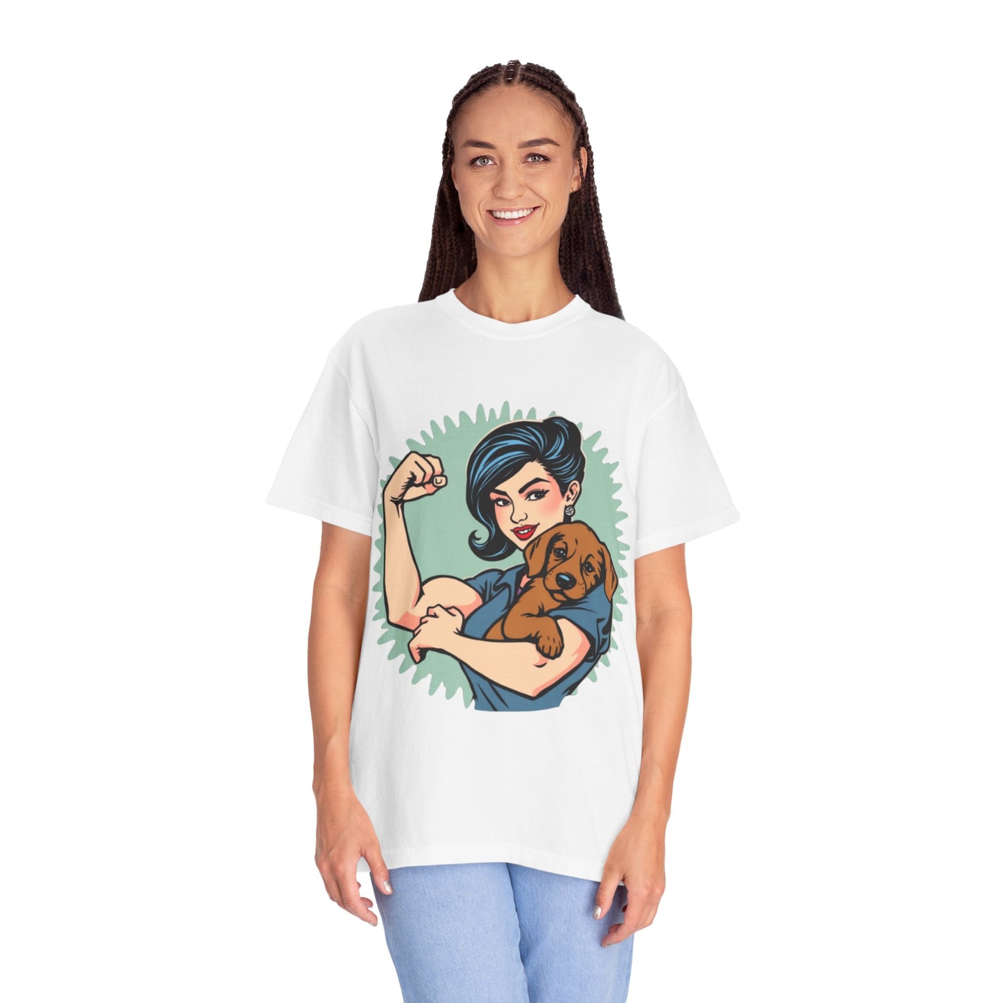 Empowerment T-Shirt - Strong Woman & Puppy Design