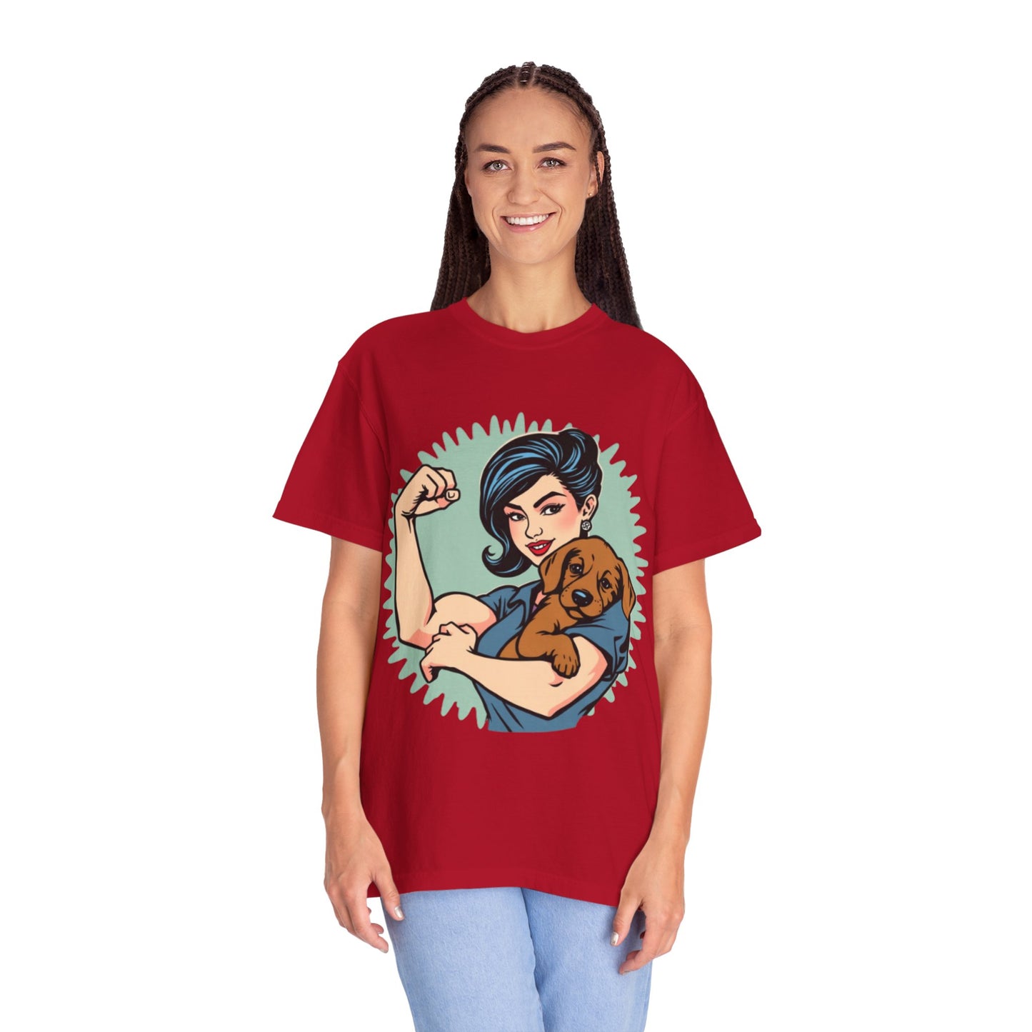 Empowerment T-Shirt - Strong Woman & Puppy Design