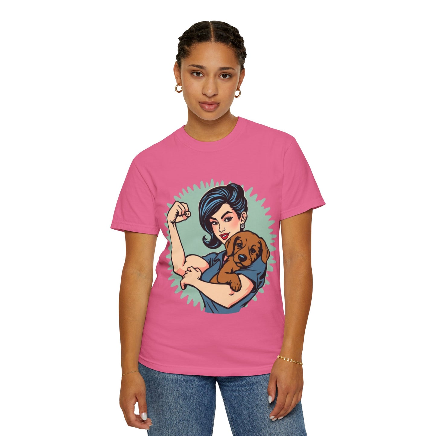 Empowerment T-Shirt - Strong Woman & Puppy Design