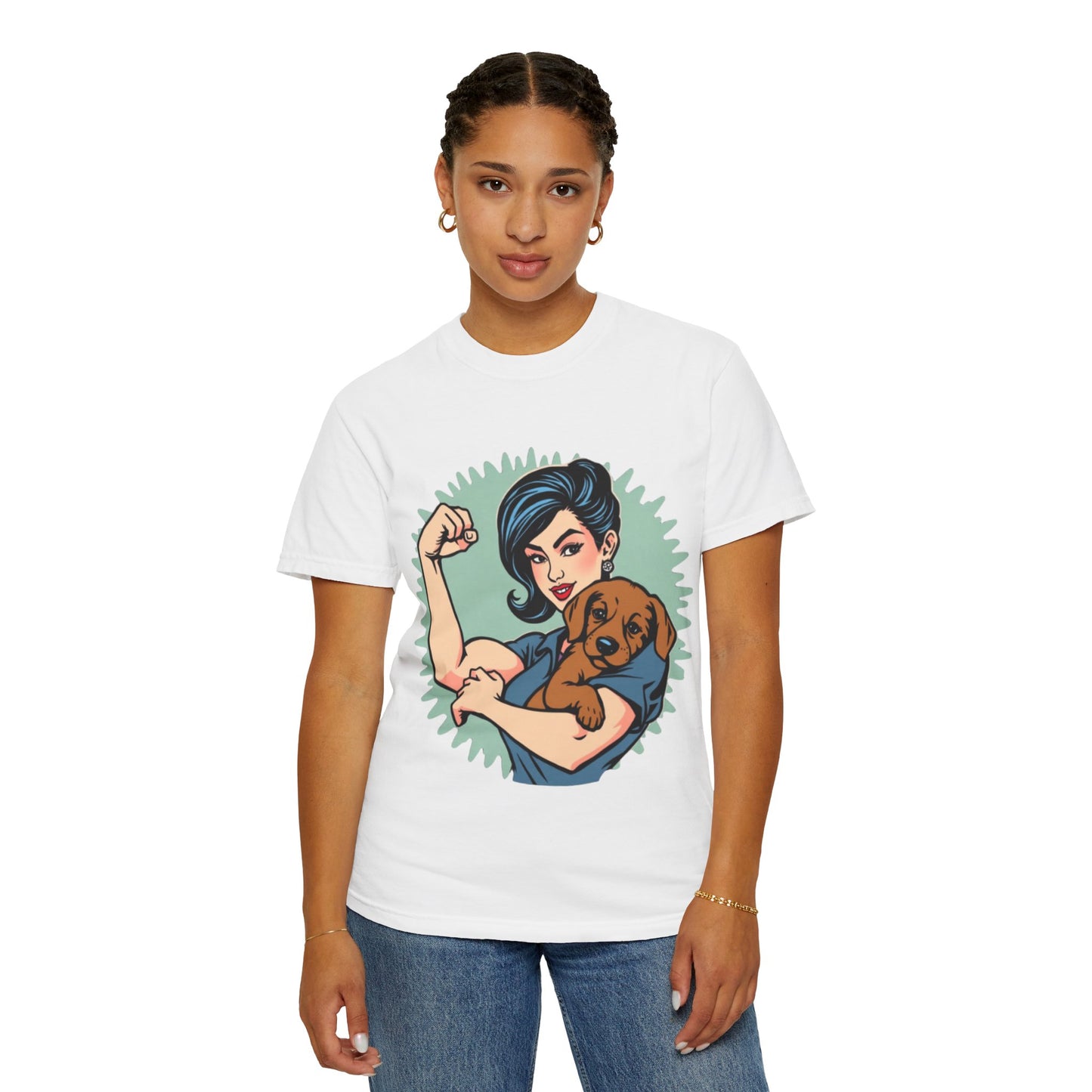 Empowerment T-Shirt - Strong Woman & Puppy Design