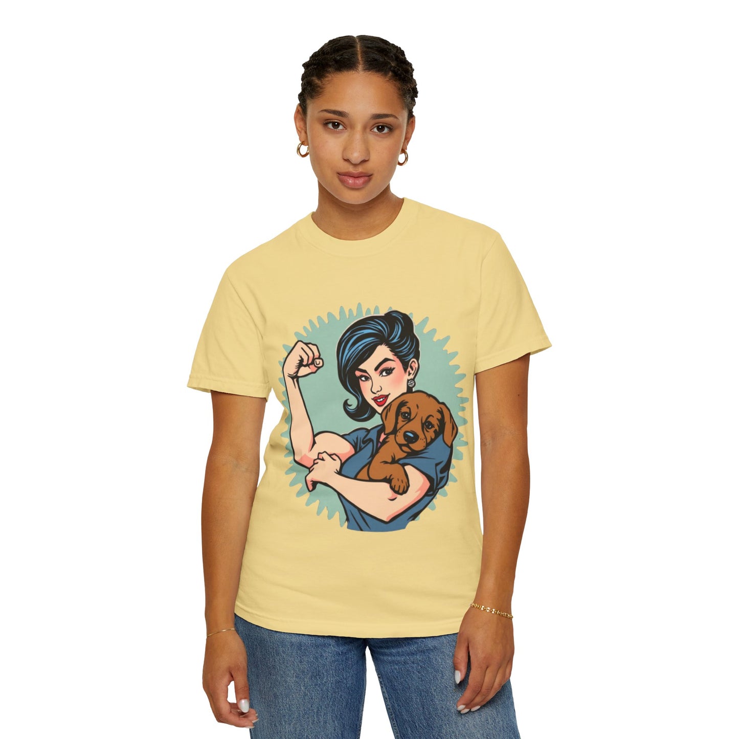 Empowerment T-Shirt - Strong Woman & Puppy Design